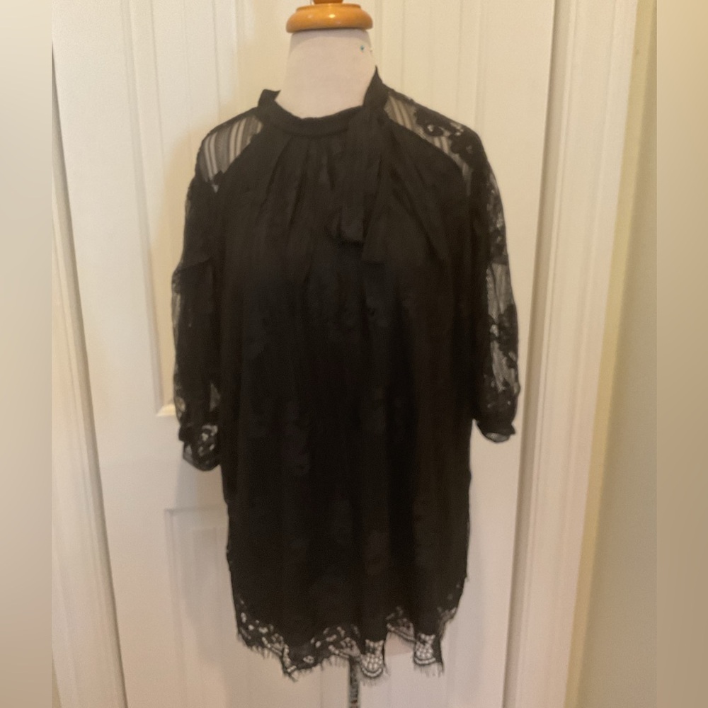 Shannon Ford Elegant Black Lace Women's Top Size 3X